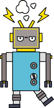 Bir insan tarafından çizilmiş arızalı bir robot çizimi.