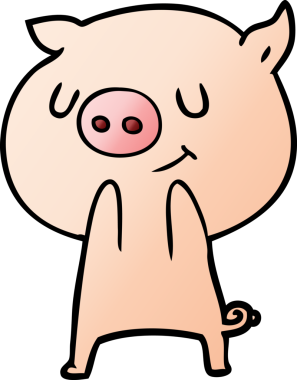 Bir insan tarafından çizilmiş mutlu çizgi film domuzu.