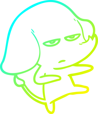 Bir insan tarafından çizilmiş soğuk bir çizgi film filinin çizimi.