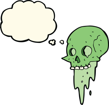 Bir insan tarafından çizilmiş iğrenç cadılar bayramı kafatası karikatürü.