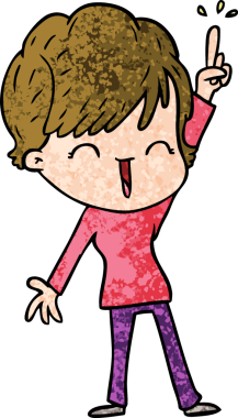 Bir insan tarafından çizilmiş gülen kadın çizgi filmi.