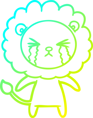 Bir insan tarafından çizilmiş ağlayan aslanın soğuk gradyan çizgisi