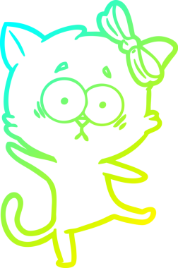 Bir insan tarafından çizilen çizgi film kedisinin soğuk gradyan çizgisi.