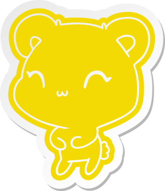 Çizgi film çıkartması kawaii Bir insan tarafından çizilmiş sevimli oyuncak ayı