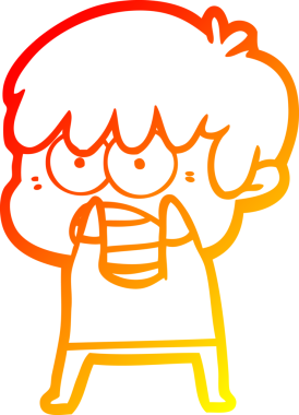 Bir insan tarafından çizilmiş endişeli bir çizgi film çocuğu çizimi.