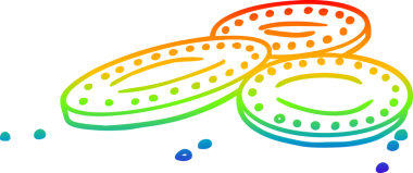 Bir insan tarafından çizilmiş altın sikkelerin çizgi çizimi