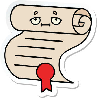 Bir insan tarafından çizilmiş şirin bir çizgi film sözleşmesinin çıkartması.