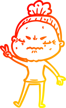 Bir insan tarafından çizilmiş, karikatür çizen yaşlı bir kadın.