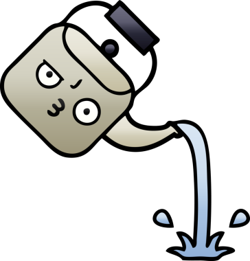 Bir insan tarafından çizilmiş gölgelenmiş çaydanlık karikatürü.