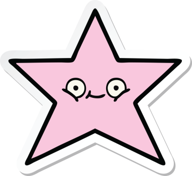 Bir insan tarafından çizilmiş şirin bir çizgi film yıldızının çıkartması.