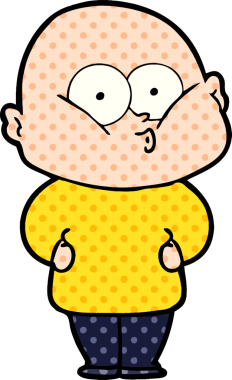 Bir insan tarafından çizilmiş kel bir adam.