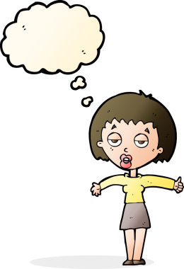 Bir insan tarafından çizilmiş bir düşünce balonuyla sıkılmış karikatür.