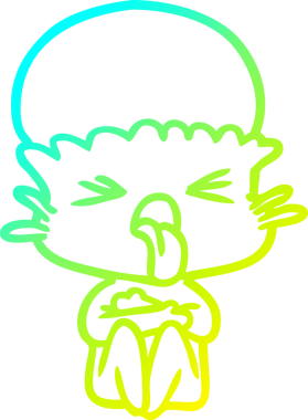 Bir insan tarafından çizilmiş garip bir çizgi film uzaylısının soğuk gradyan çizimi