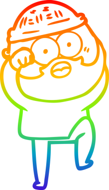 Gökkuşağı gradyan çizgi çizimi Bir insan tarafından çizilen sakallı adam şaşırttı