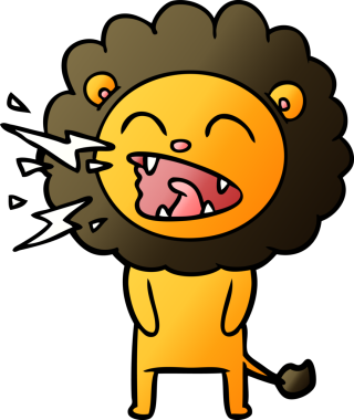 Bir insan tarafından çizilmiş kükreyen aslan çizgi filmi.