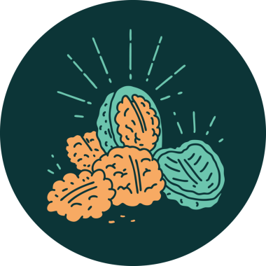 Bir insan tarafından çizilmiş dövmeli ceviz ikonu