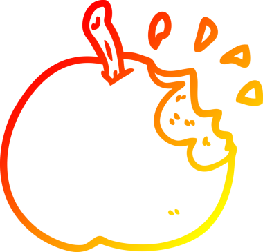 Bir insan tarafından çizilmiş taze bir elmanın sıcak gradyan çizgisi.