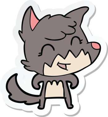 Bir insan tarafından çizilmiş mutlu bir tilkinin çıkartması.