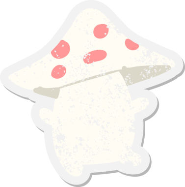 Bir insan tarafından çizilmiş küçük mantar grunge çıkartması.