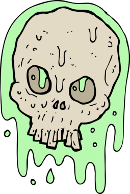 Bir insan tarafından çizilmiş sümüksü kafatası.