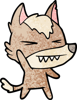 Bir insan tarafından çizilmiş kızgın kurt çizgi filmi.