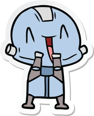 Bir insan tarafından çizilmiş robot karikatür çıkartması.