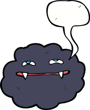 Bir insan tarafından çizilmiş konuşma balonlu çizgi vampir bulutu.