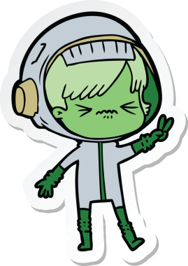 Bir insan tarafından çizilmiş astronot bir kadının çıkartması.