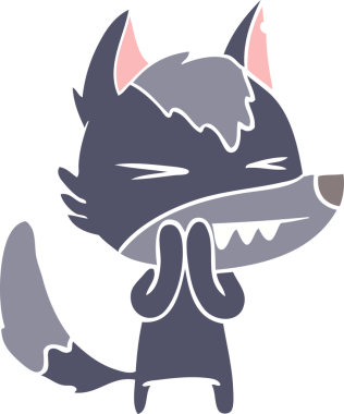 kızgın kurt düz renkli çizgi film bir insan tarafından çizildi.