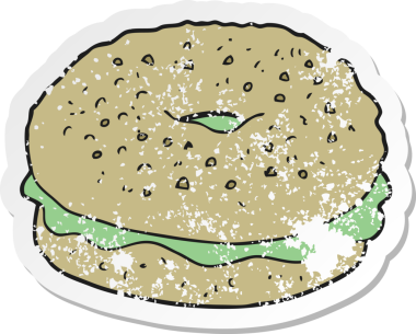 Bir insan tarafından çizilmiş karikatür simit etiketi.