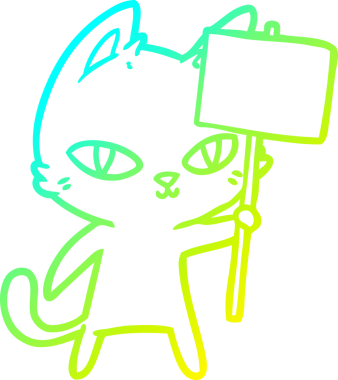 Bir insan tarafından çizilmiş çizgi film kedisinin soğuk çizgi çizimi.