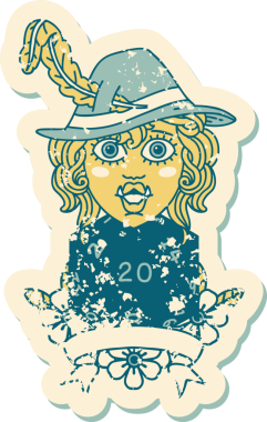 Retro Dövme Biçimi Bir insan tarafından çizilmiş 20 zarlı yarım ork ozanı