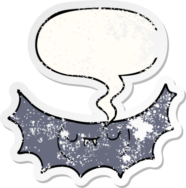 Konuşan vampir yarasa bir insan tarafından çizilmiş sıkıntılı eski bir çıkartma.