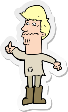 Bir insan tarafından çizilmiş gergin bir adamın çıkartması.