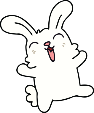 Bir insan tarafından çizilmiş garip çizgi film tavşanı.