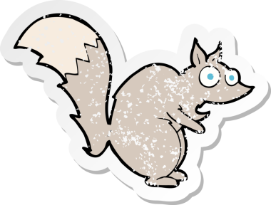 Bir insan tarafından çizilmiş komik, ürkmüş sincap çizgi filminin gerilemiş retro yapıştırması.