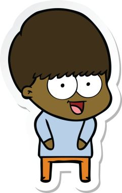 Bir insan tarafından çizilmiş mutlu bir çizgi film çocuğunun çıkartması.