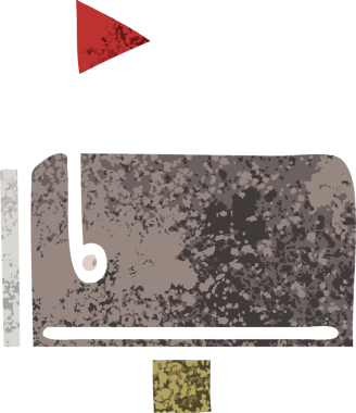 Bir insan tarafından çizilmiş posta kutusunun retro illüstrasyon tarzı karikatürü