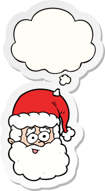 Düşünce baloncuğu insan tarafından çizilmiş bir çıkartma olan çizgi film Noel Baba.