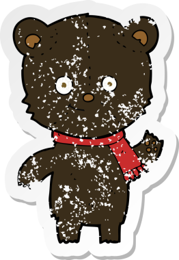 Bir insan tarafından çizilen siyah ayı çizgi filminin gerilimli yapıştırması.