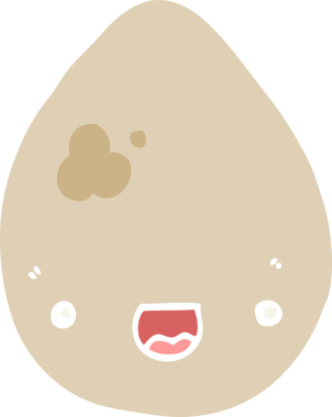 Bir insan tarafından çizilmiş düz renkli çizgi film yumurtası.