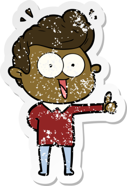 Bir insan tarafından çizilmiş, kederli bir çizgi film çıkartması.