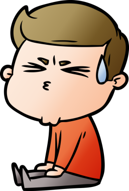 Bir insan tarafından çizilmiş terleyen çizgi film adamı.