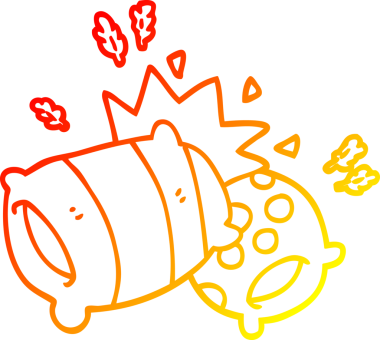 Bir insanın çizdiği yastık savaşının sıcak çizgi çizgisi.