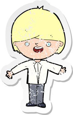 Bir insan tarafından çekilen kolları açık, çizgi film kahramanı mutlu bir çocuğun gerilmiş çıkartması.