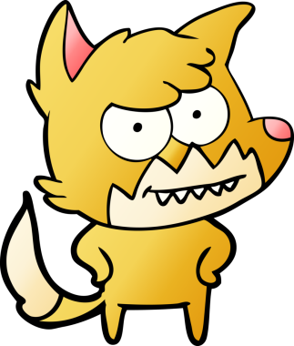 Bir insan tarafından çizilmiş sırıtan tilki çizgi filmi.