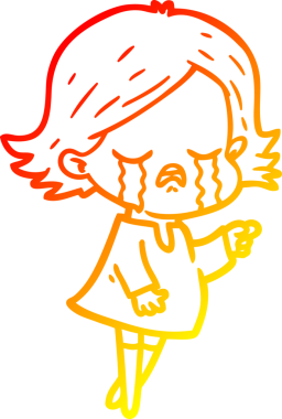 Bir insan tarafından çizilmiş ağlayan çizgi film kızı çizimi.