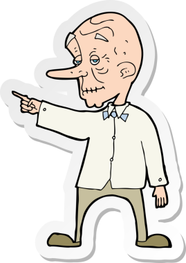 Bir insan tarafından çizilmiş yaşlı bir adamın karikatür çıkartması.