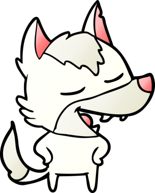 Bir insan tarafından çizilmiş gülen bir kurt.