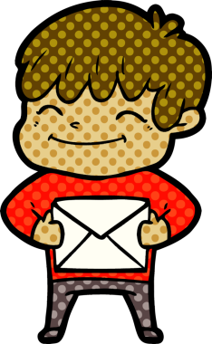 Bir insan tarafından çizilmiş mutlu çocuk çizgi filmi.